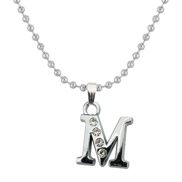 Regina Rhodium Plated " M " Alphabet Chain Pendant
