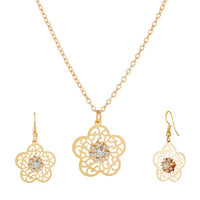 Kriaa Gold Plated White Austrian Stone Pendant Set - 1203903A
