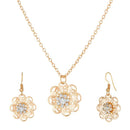 Kriaa White Austrian Stone Gold Plated Pendant Set - 1203908