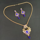 Kriaa Blue Austrian Stone Gold Plated Pendant Set - 1204023E
