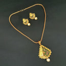 Kriaa Gold Plated Green Austrian Stone Pendant Set - 1204026A