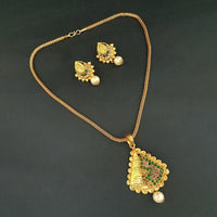 Kriaa Gold Plated Green Austrian Stone Pendant Set - 1204026A