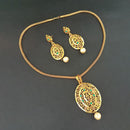 Kriaa Blue Austrian Stone Gold Plated Pendant Set - 1204029A
