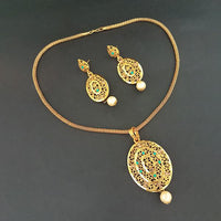Kriaa Blue Austrian Stone Gold Plated Pendant Set - 1204029A