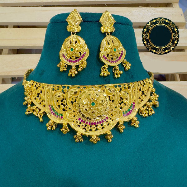 Siara Collection Forming Gold Plated Choker Necklace Set