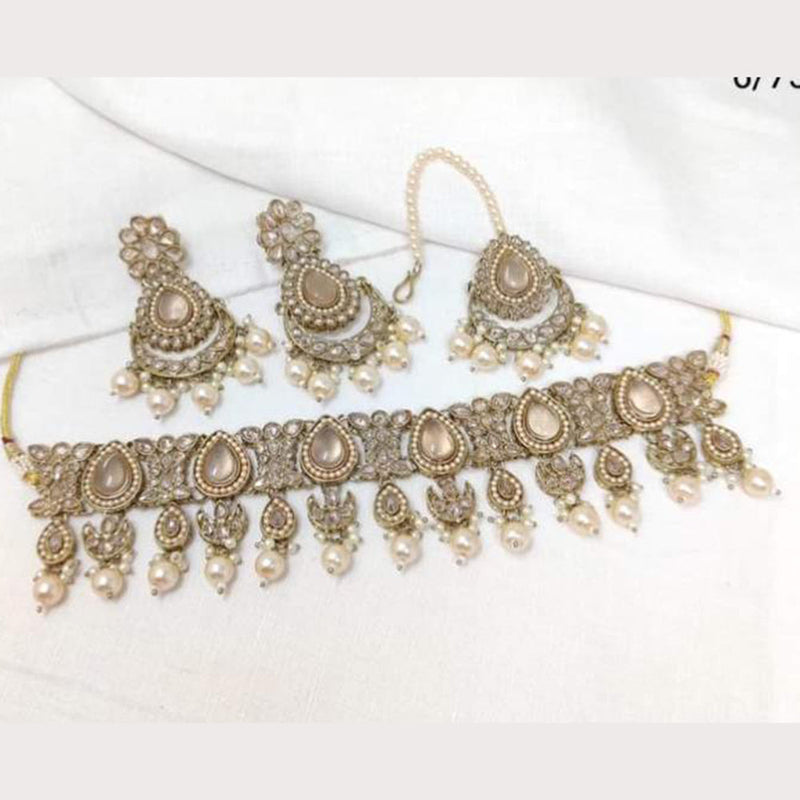JCM Jewellery Gold Plated Crystal Choker Necklace Set