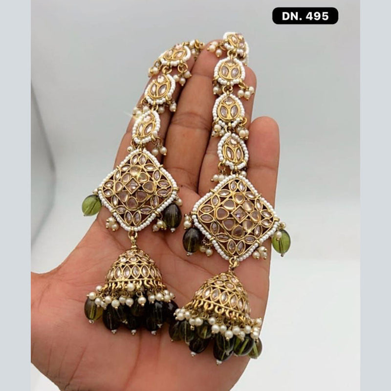 JCM Jewellery Gold Plated Beads Kanchain Jhumki Earrings