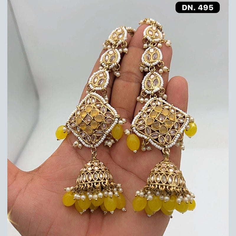 JCM Jewellery Gold Plated Beads Kanchain Jhumki Earrings