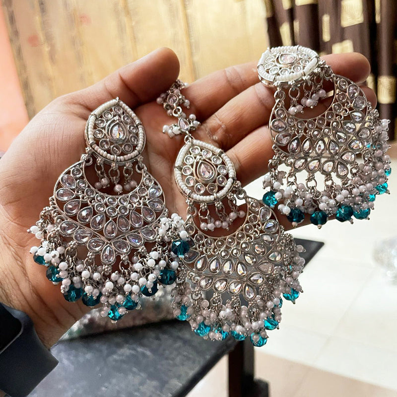 Jcm Jewellery Crystal Dangler Earrings With Maangtikka