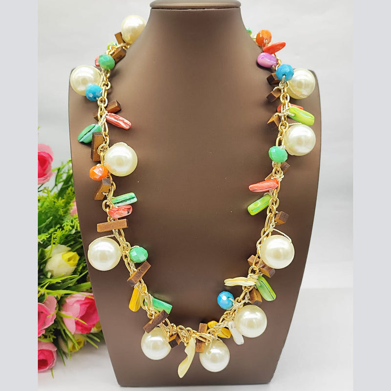 JCM Gold Plated Designer Pearls Long Necklace