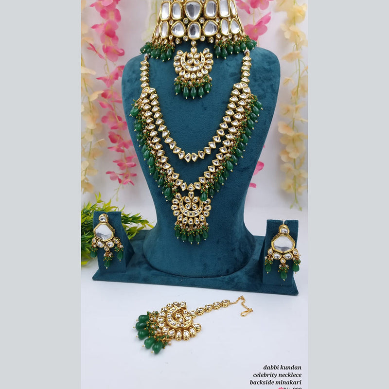 JCM Gold Plated Kundan Stone Double Necklace Set