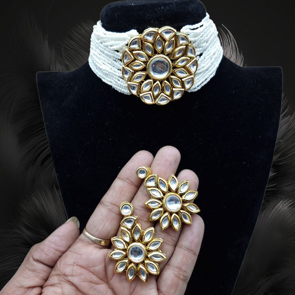 JCM Gold Plated Kundan Stone Choker Necklace Set