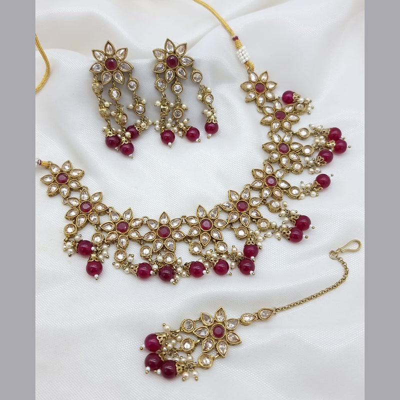 JCM Gold Plated Crystal Stone Necklace Set