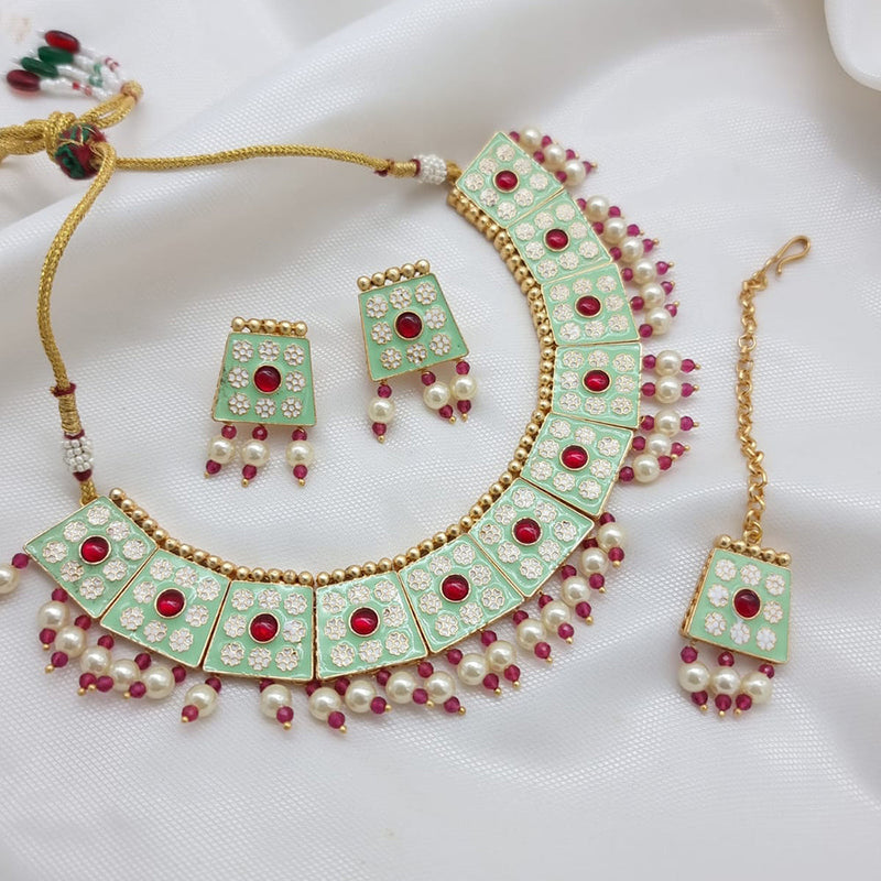 JCM Gold Plated Meenakari Necklace Set