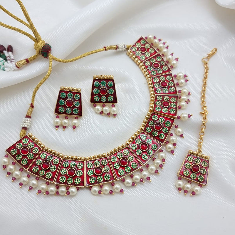 JCM Gold Plated Meenakari Necklace Set