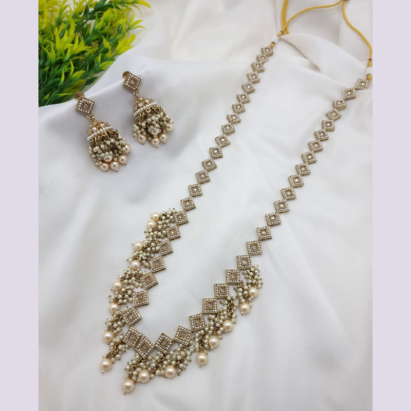 JCM Gold Plated Pota Stone Long Necklace Set