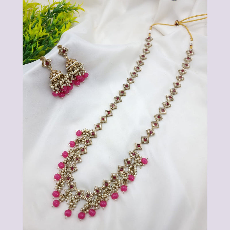 JCM Gold Plated Pota Stone Long Necklace Set