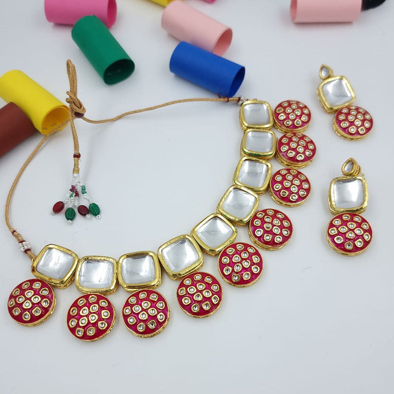 JCM Gold Plated Kundan and Meenakari Necklace Set