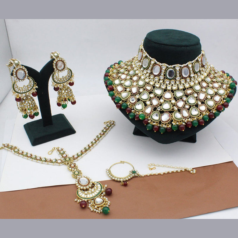 JCM Gold Plated Kundan Semi Bridal Set