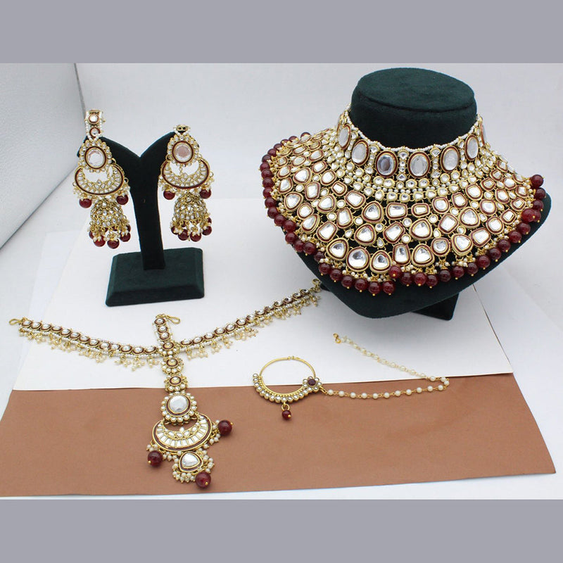 JCM Gold Plated Kundan Semi Bridal Set