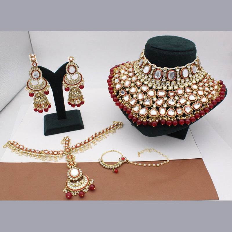 JCM Gold Plated Kundan Semi Bridal Set