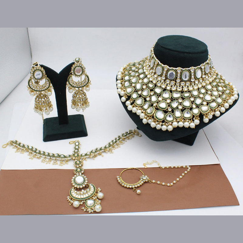 JCM Gold Plated Kundan Semi Bridal Set