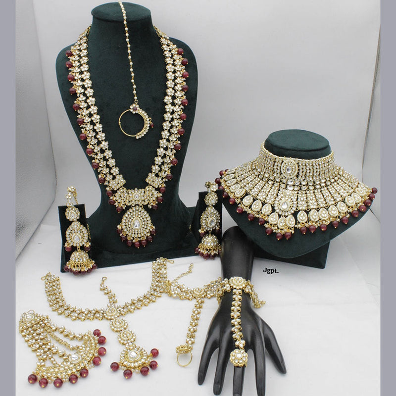 JCM Gold Plated Kundan Bridal Necklace Set