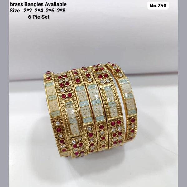 JCM Brass Pota Stone and Meenakari Bangles Set