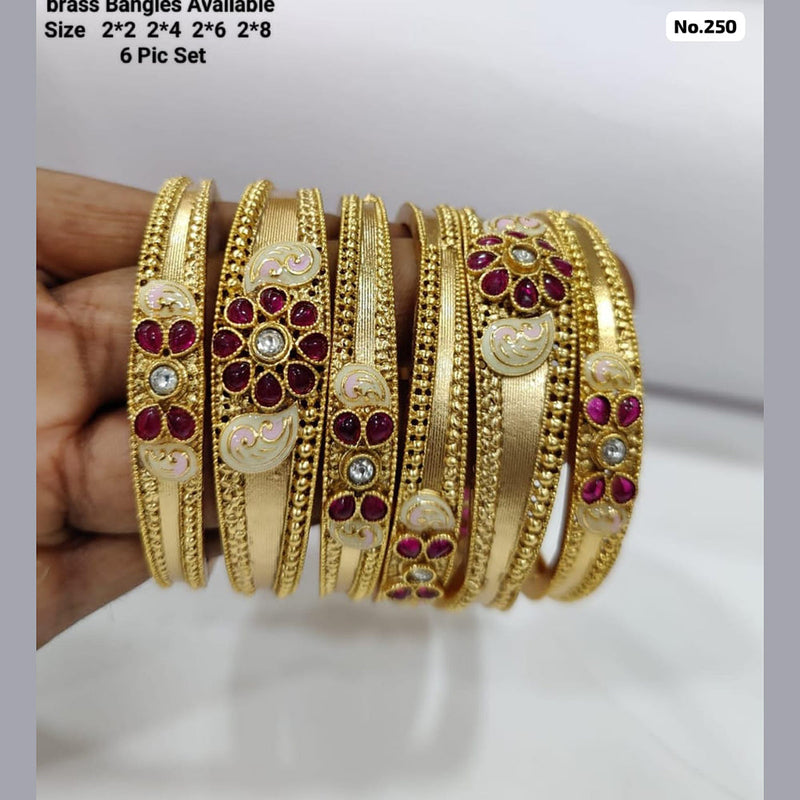 JCM Brass Pota Stone and Meenakari Bangles Set