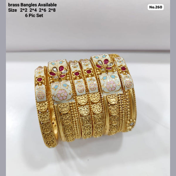 JCM Brass Pota Stone and Meenakari Bangles Set