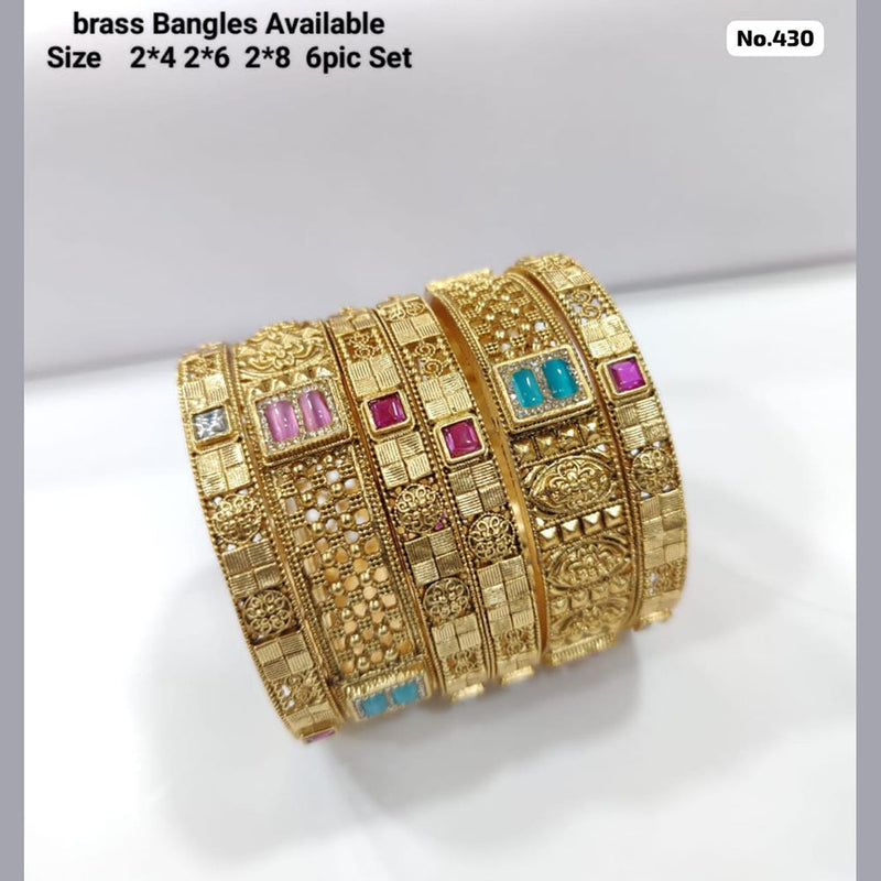 JCM Brass Pota Stone and Meenakari Bangles Set