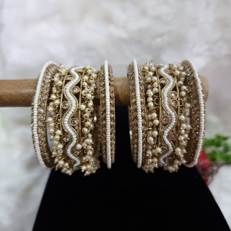 JCM Gold Plated Pearl Bangles Set