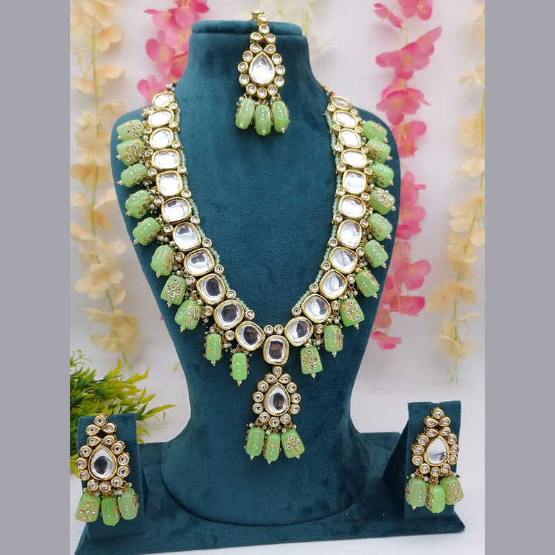 JCM Gold Plated Kundan And Beads Necklace Set