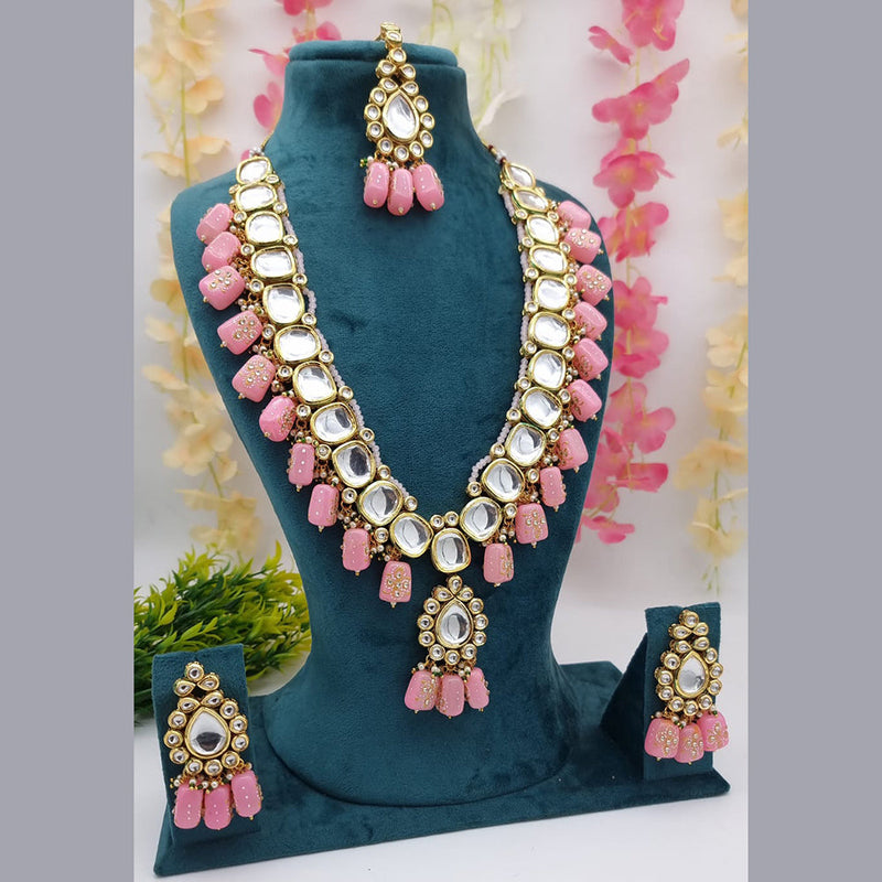 JCM Gold Plated Kundan And Beads Necklace Set