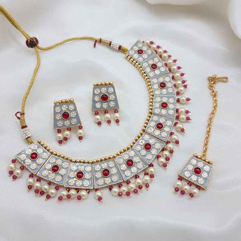 JCM Gold Plated Meenakari Necklace Set