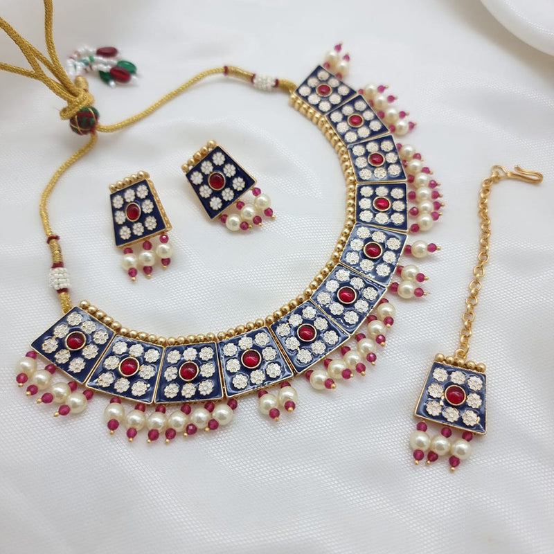 JCM Gold Plated Meenakari Necklace Set