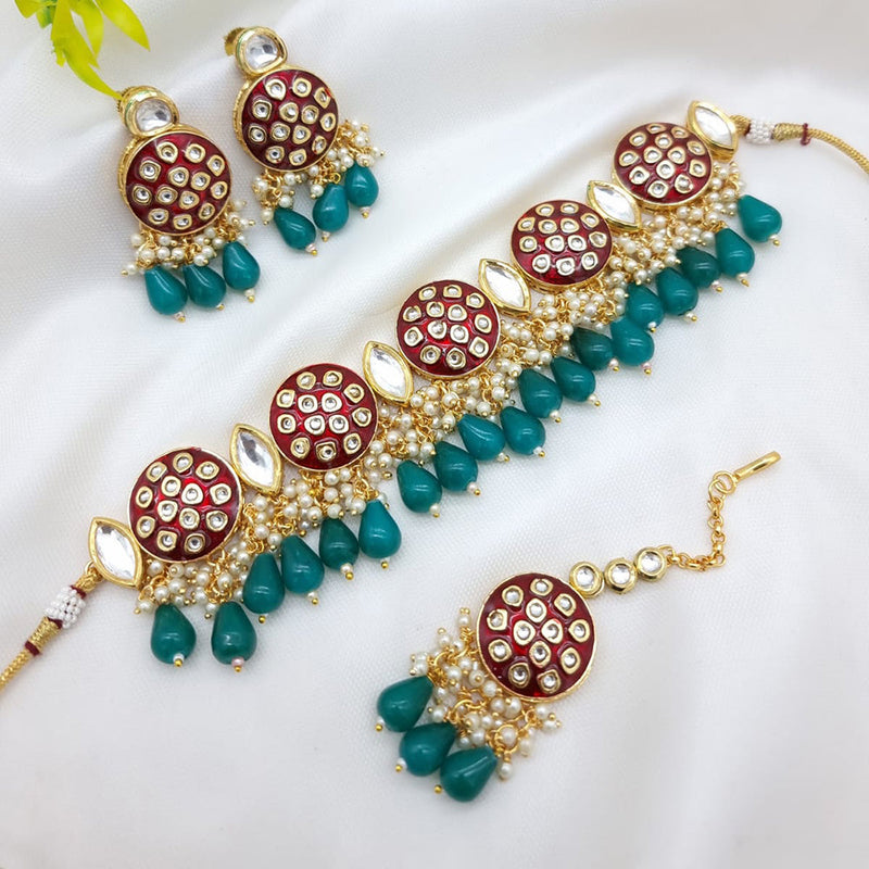 JCM Gold Plated Meenakari Choker Necklace Set