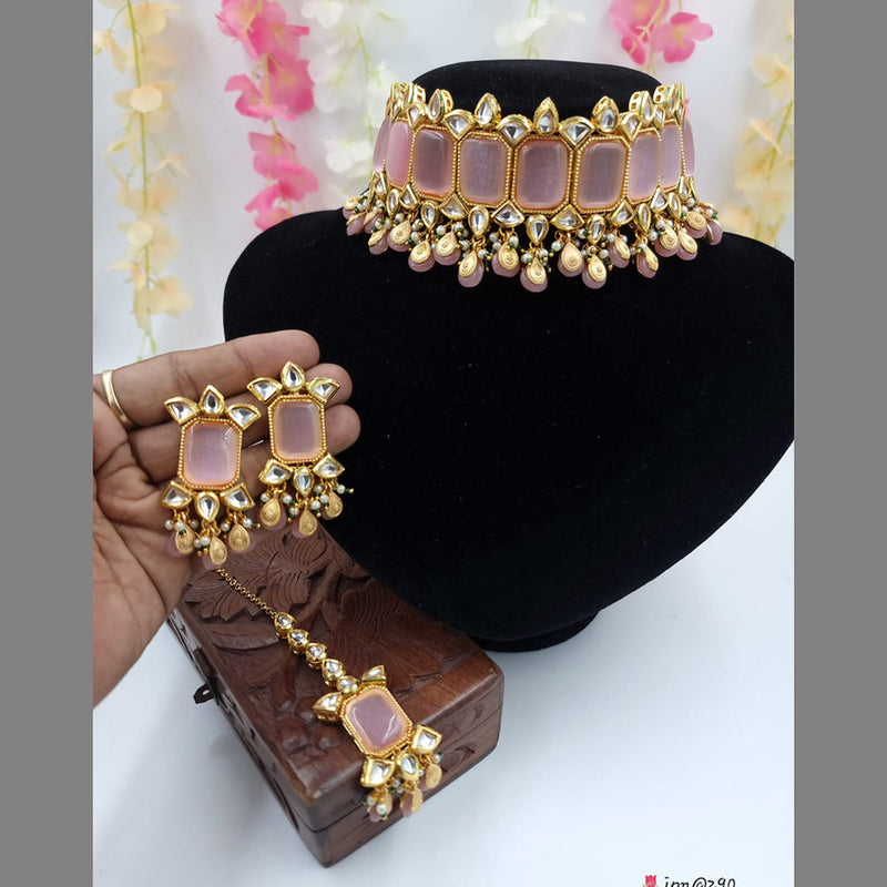 JCM Gold Plated Kundan Choker Necklace Set