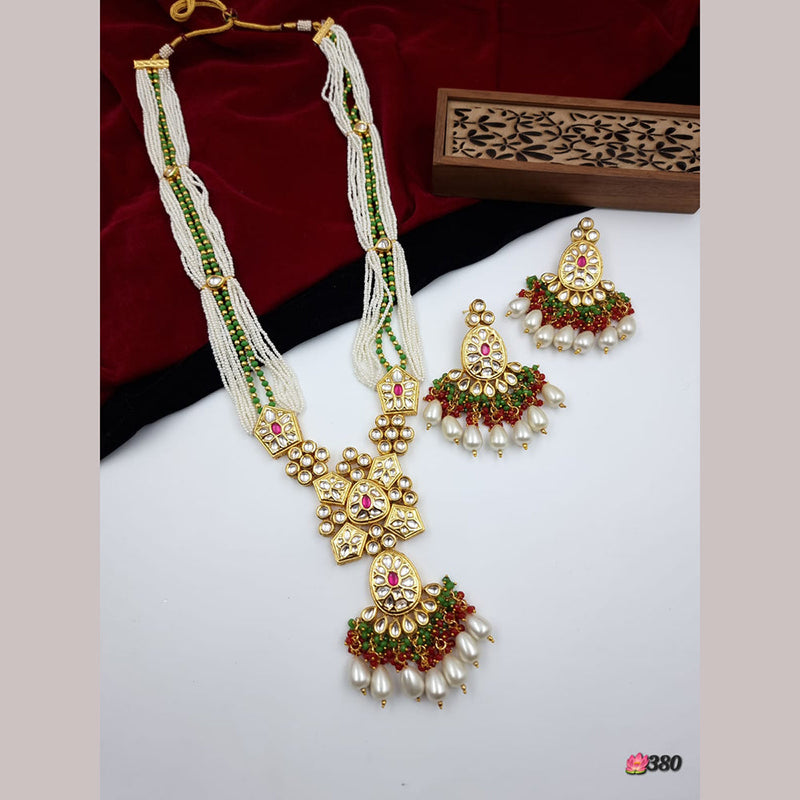 JCM Gold Plated Kundan Long Necklace Set