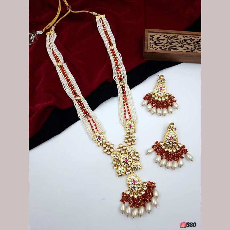 JCM Gold Plated Kundan Long Necklace Set