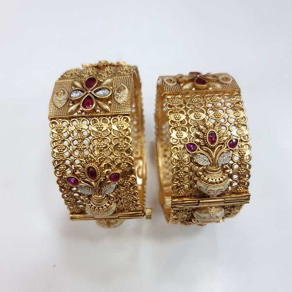 JCM Gold Plated Meenakari Bangles Set