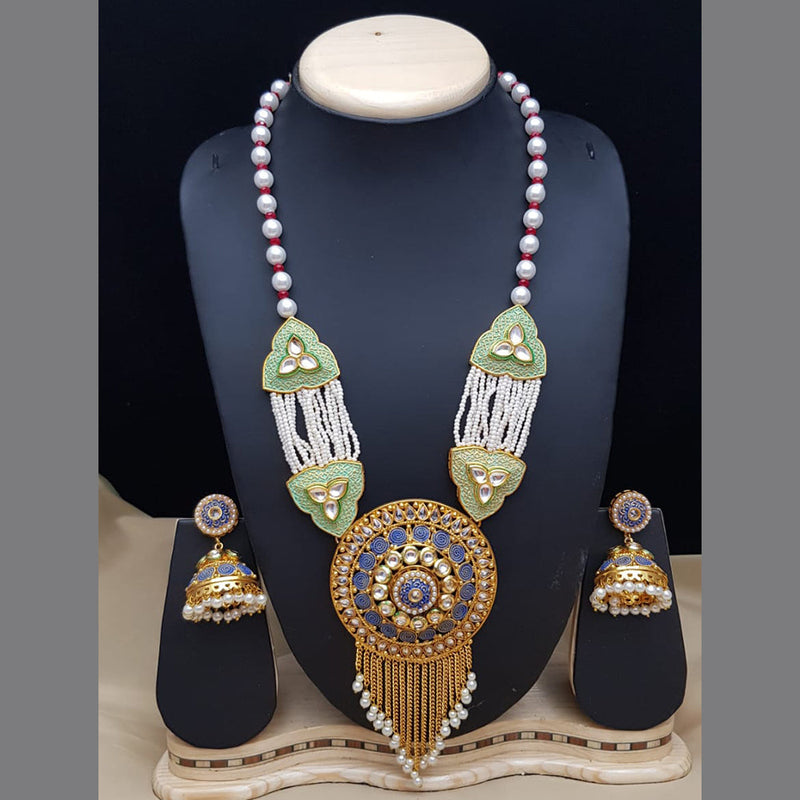 JCM Gold Plated Meenakari Long Necklace Set