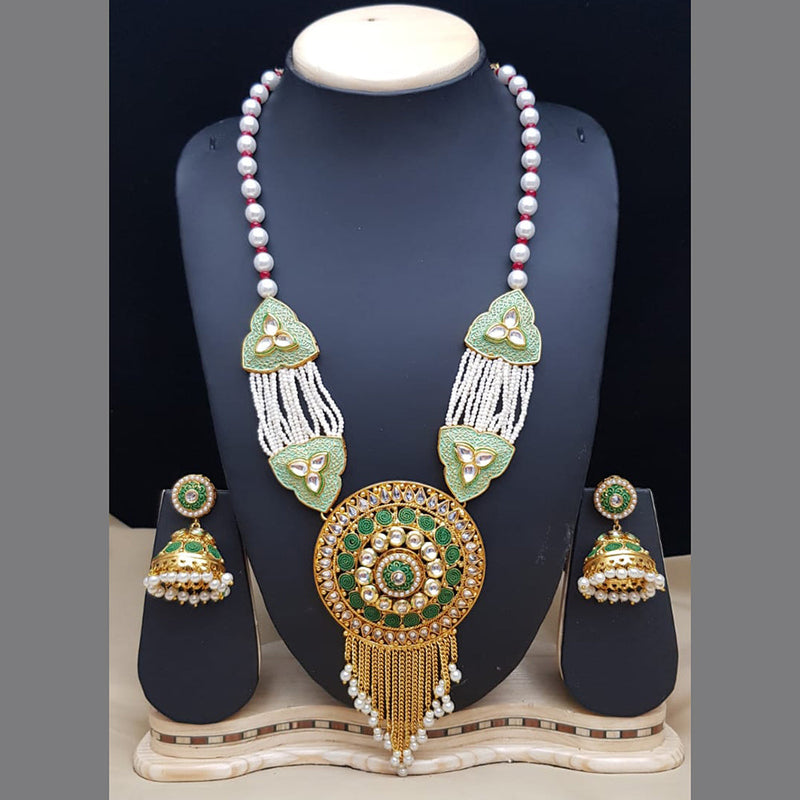 JCM Gold Plated Meenakari Long Necklace Set