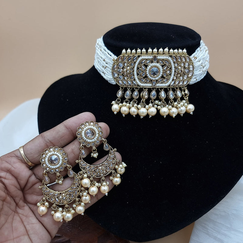 JCM Gold Plated Crystal Stone Choker Necklace Set