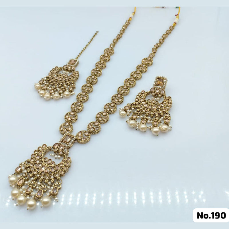 JCM Gold Plated Reverse AD Stone Necklace Set