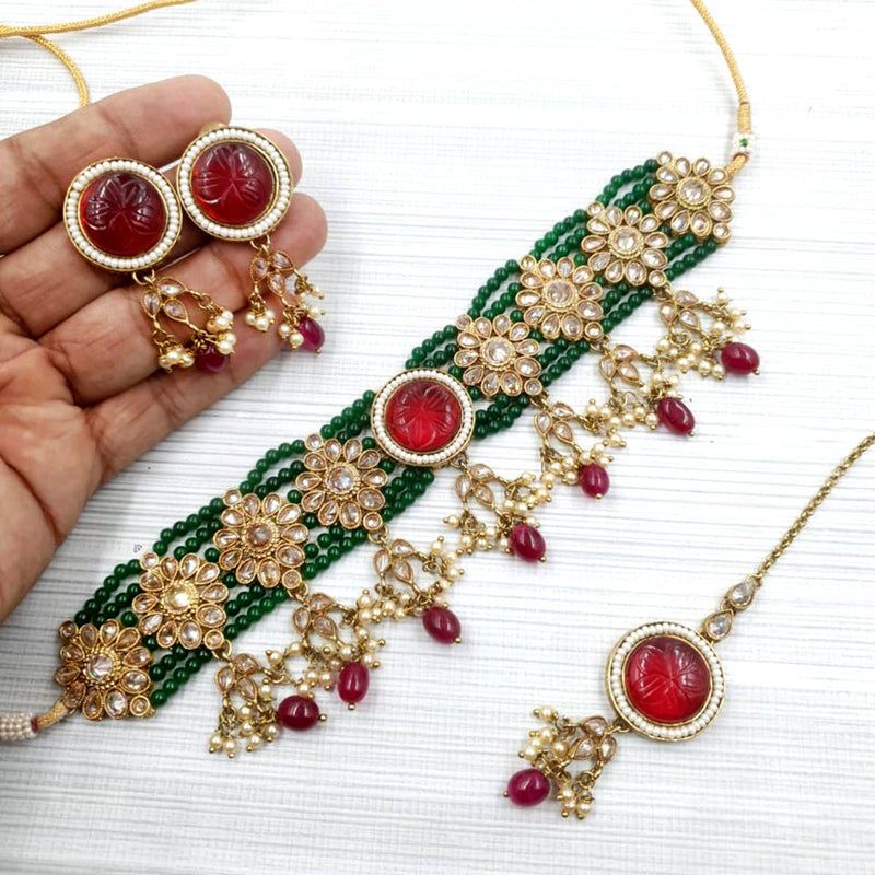 JCM Gold Plated Crystal Stone Choker Necklace Set