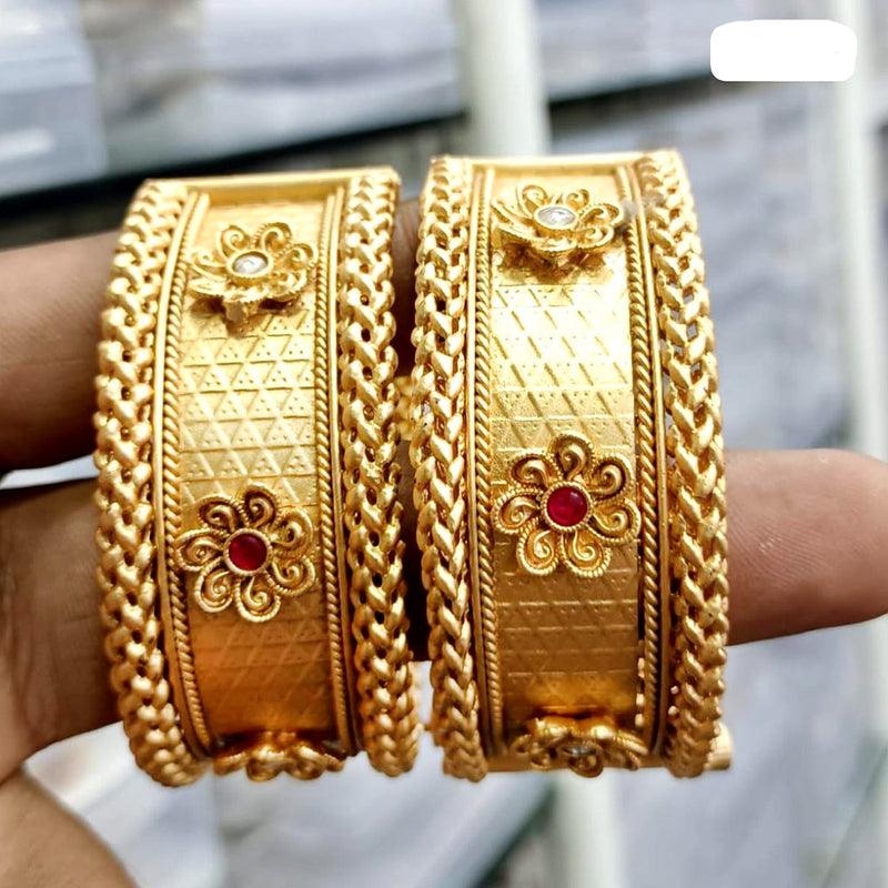 JCM Gold Plated Pota  Bangles Set Openable kada