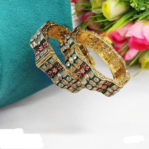 JCM Gold Plated Meenakari openable Bangles Set