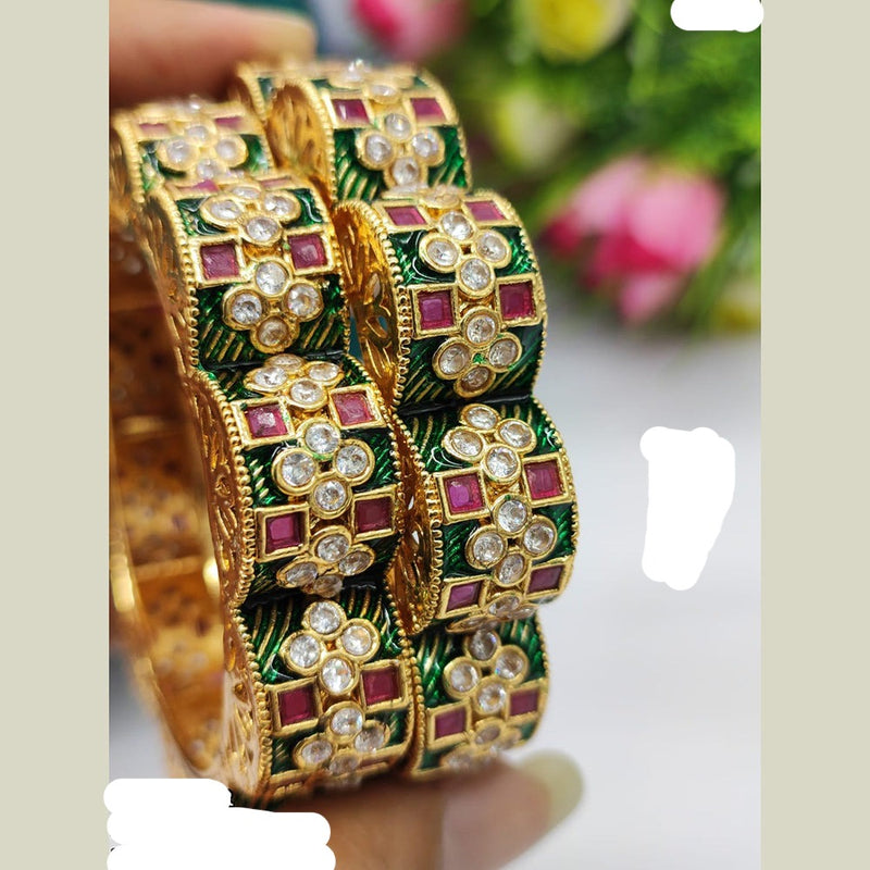 JCM Gold Plated Meenakari openable Bangles Set