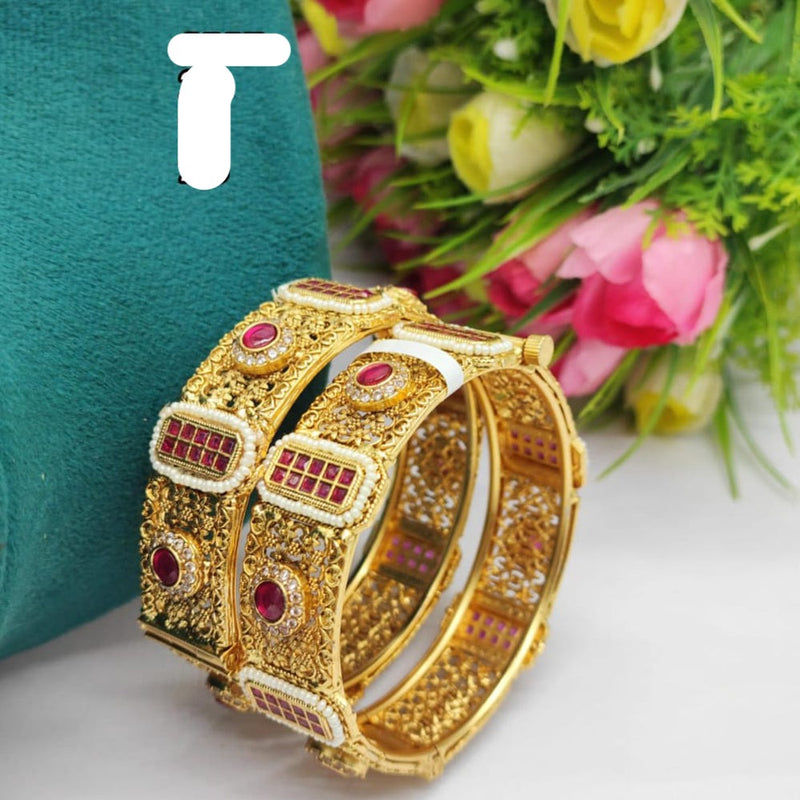 JCM Gold Plated Pota Openable  Bangles Set